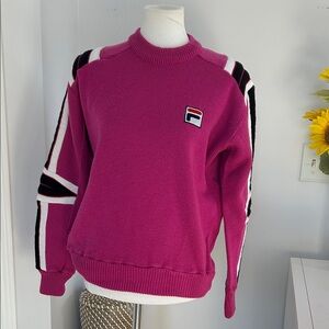 Amazing 😍 Fila Magenta Sweater with Black and White Stripes